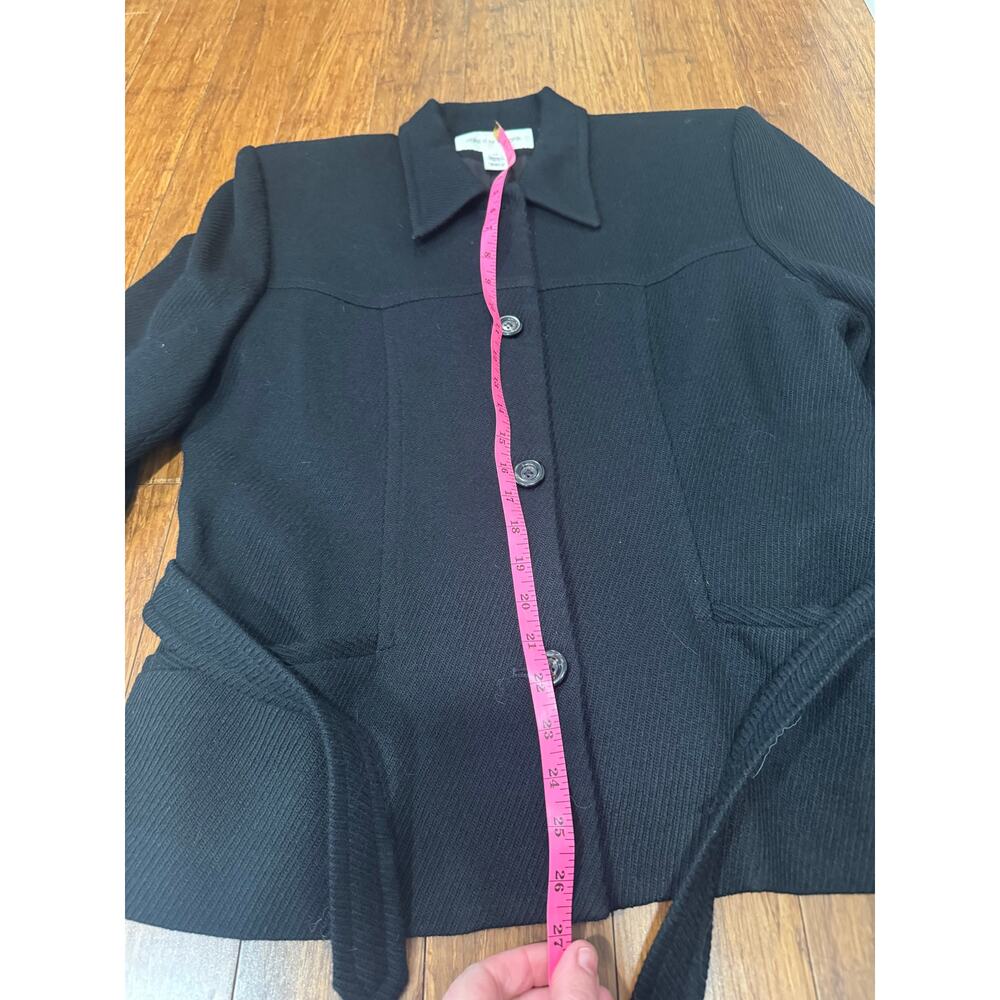 Vintage 90s Jones New York Black Wool Belted Blazer Jacket USA Womens 16 Peplum - Picture 9 of 12